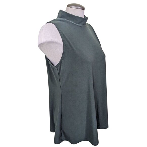 Sympli Mock Neck Jersey Sleeveless Top Womens 12 Dark Green Made In Canada - Picture 2 of 6